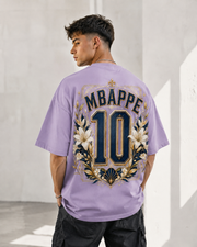 Blue Dynasty 10 lilac oversized French football supporter T-shirt with ornate blue and gold back artwork