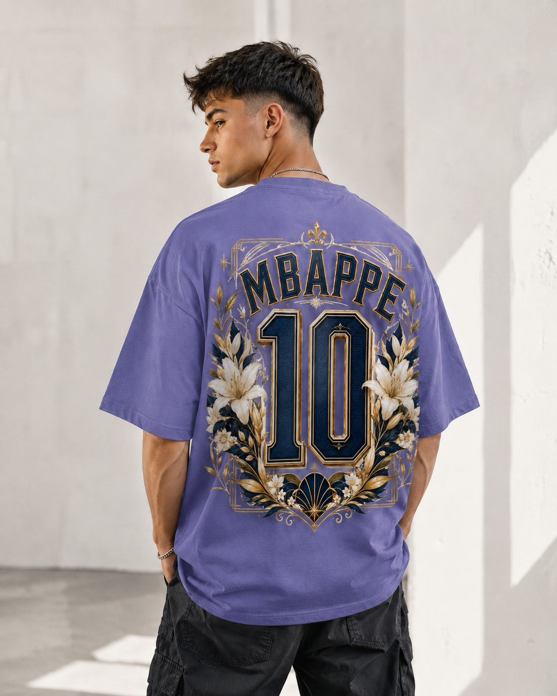 Blue Dynasty 10 Viola Blue oversized France-inspired football T-shirt with statement number 10 back print