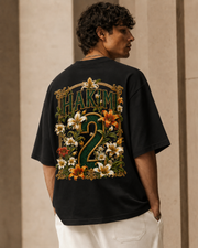 Atlas Energy 2 black oversized football T-shirt with Morocco-inspired floral number 2 back print