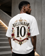 Maestro 10 white oversized England-inspired football T-shirt with floral number 10 back design